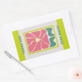 Retro  groene Bloem Dank u Rechthoekige Sticker (Envelop)