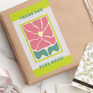 Retro groene Bloem Dank u Rechthoekige Sticker