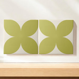 Retro Groene Bloemblaadje Mid Century Moderne Stij Tegeltje