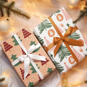 Retro groene bomen patroon Kerst vakantie Inpakpapier Vel