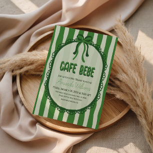 Retro Groene Boog Franch Cafe Baby Shower Kaart
