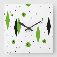 Retro Groene Diamanten & Klok van de Muur