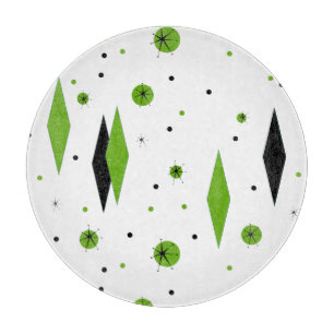 Retro Groene Diamanten & Scherpe Raad Starbursts Snijplank