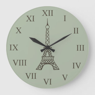 Retro groene Eiffeltoren Parijs wandklok Grote Klok