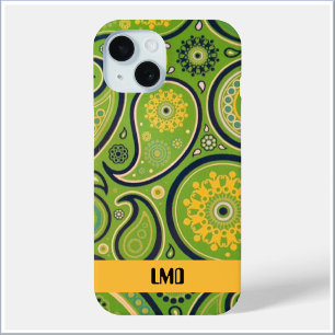 Retro groene en gele paisley ontwerp