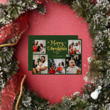 Retro groene en gouden vrolijk kerstfeest gezinsfo