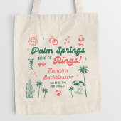 Retro groene en roze palm spring vrijgezellenfeest tote bag