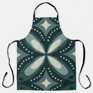 Retro groene geometrische patroon schort