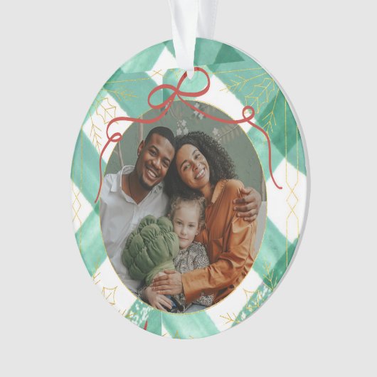 Retro groene gingham ornament (voorkant)