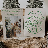 Retro Groene Hand Getrokken Sinterklaas Vrolijk Ke Feestdagenkaart