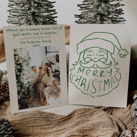 Retro Groene Hand Getrokken Sinterklaas Vrolijk Ke Feestdagenkaart