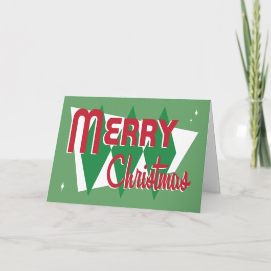 Retro Groene Kerst Kaart (Voorkant)