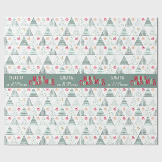 Retro Groene Kerstbomen Modern Abstract Uniek Cadeaupapier (Vlak)