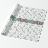 Retro Groene Kerstbomen Modern Abstract Uniek Cadeaupapier (Uitgerold)
