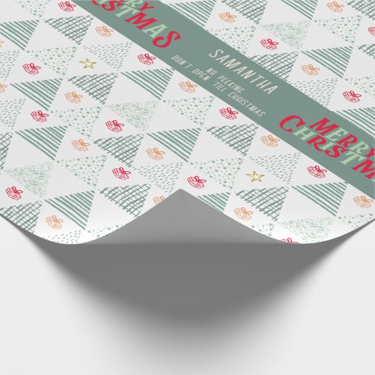 Retro Groene Kerstbomen Modern Abstract Uniek Cadeaupapier (Hoek)