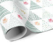 Retro Groene Kerstbomen Modern Abstract Uniek Cadeaupapier (Rol Hoek)
