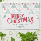 Retro Groene Kerstbomen Modern Abstract Uniek Theedoek (Gevouwen)