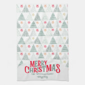 Retro Groene Kerstbomen Modern Abstract Uniek Theedoek (Verticaal)