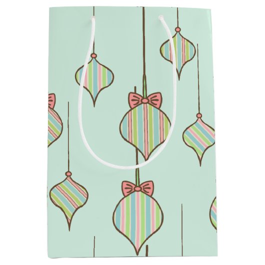 Retro Groene Kerstversieringen Cadeauzak Medium Cadeauzakje (Voorkant)