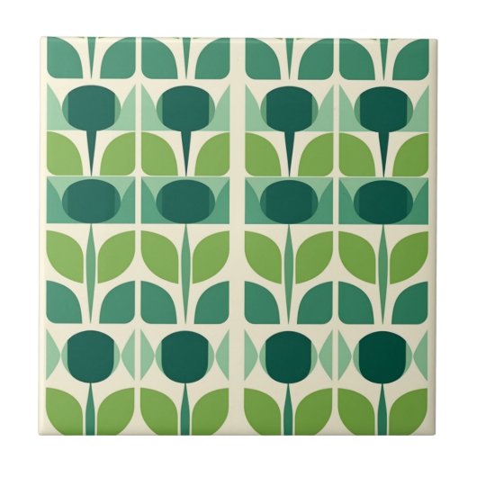 Retro groene ogee tegeltje (Voorkant)