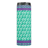 Retro Groene Patroon Kano Otter Aangepaste Naam Thermosbeker (Achterkant)