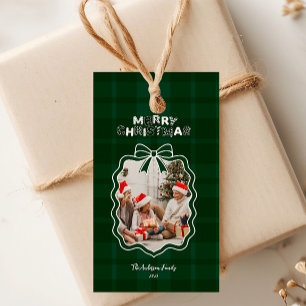 Retro groene ruit whimsical Kerstmis  Cadeaulabel