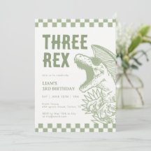 Retro groene T Rex dinosaurus verjaardagsfeestje 