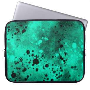 Retro Groene Verf Splatter Laptop Sleeve