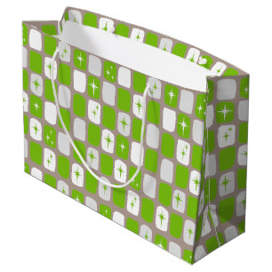 Retro Groene & Witte Zak van de Gift Starburst Groot Cadeauzakje