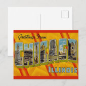 Retro groet uit Chicago  Briefkaart (Voorkant / Achterkant)