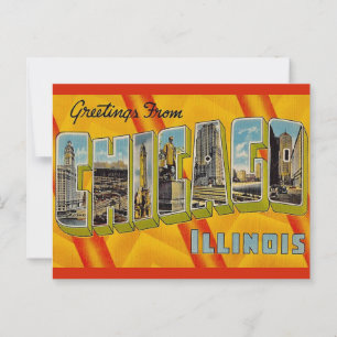 Retro groet uit Chicago Briefkaart
