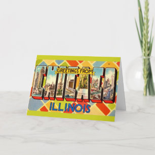 Retro Groet van Chicago Kaart