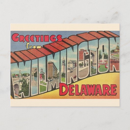 Retro groet voor Wilmington Delaware  Briefkaart (Voorkant)