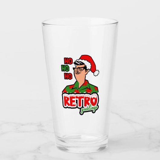 Retro Groeten Kerstmis Glas (Voorkant)