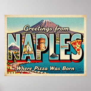 Retro 'Groeten uit Napels'-poster Poster