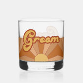 Retro Groom Typography Summer Sun Wedding Whisky Glas (Voorkant)