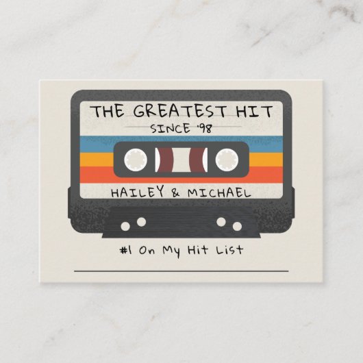 Retro Grootste Hit Cassette Trouwlied Aanvraag Informatiekaartje (Voorkant)