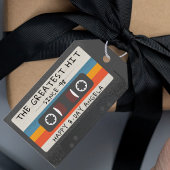Retro grootste hit cassette verjaardagsfeestje cadeaulabel