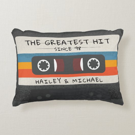 Retro Grootste Hit Cassettebandje Bruiloft Accent Kussen (Voorkant)