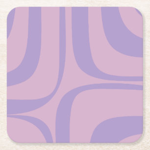 Retro Groove Abstract Paars Lavender Lila Vierkante Kartonnen Onderzetter