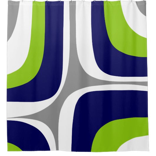 Retro Groove Mid Century Modern Abstract Patroon Douchegordijn (Voorkant)