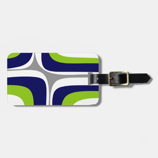 Retro Groove Mid Century Moderne Abstracte Limoen Bagagelabel (Voorkant horizontaal)