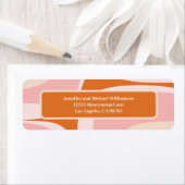 Retro Groove Roze en Oranje Abstract Patroon Etiket (Insitu)