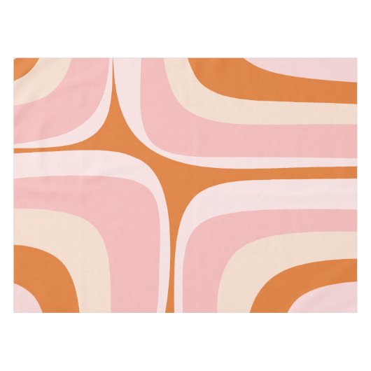 Retro Groove Roze en Oranje Abstract Patroon Tafelkleed (Voorkant (Horizontaal))