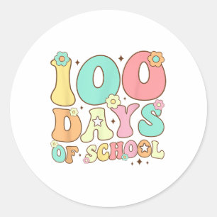 Retro Groovy 100 Dagen Gelukkige 100ste Dag van Sc Ronde Sticker