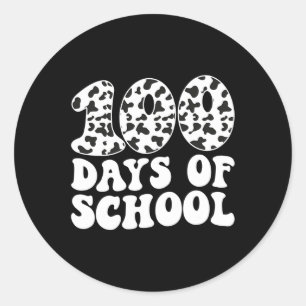 Retro Groovy 100 dagen Koe op school drukken 100e Ronde Sticker