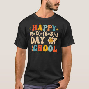 Retro Groovy 100 dagen school Wiskunde Leraar Blij T-shirt