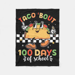 Retro Groovy 100e dag leraar Taco - op 100 dagen Fleece Deken