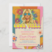 Retro Groovy 1960s Hippie thema uitnodiging (Voorkant)