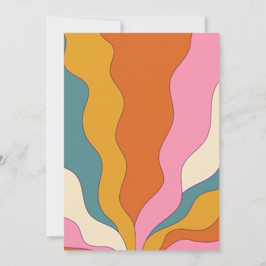 Retro Groovy 1960s Hippie thema uitnodiging (Achterkant)